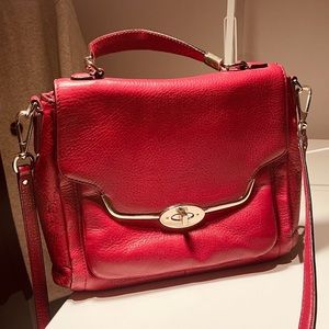 Coach red leather traditional style bag